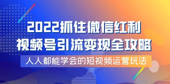 2022抓住微信红利，视频号引流变现全攻略，人人都能学会的短视频运营玩法-爱省资源网