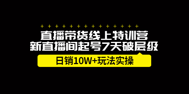 直播带货线上特训营，新直播间起号7天破层级日销10万玩法实操-爱省资源网