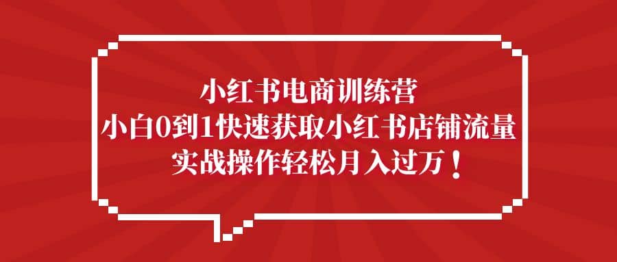 小红书电商训练营，小白0到1快速获取小红书店铺流量-爱省资源网