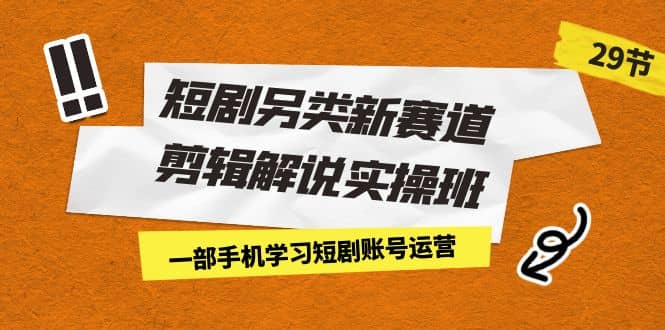 短剧另类新赛道剪辑解说实操班：一部手机学习短剧账号运营（29节 价值500）-爱省资源网