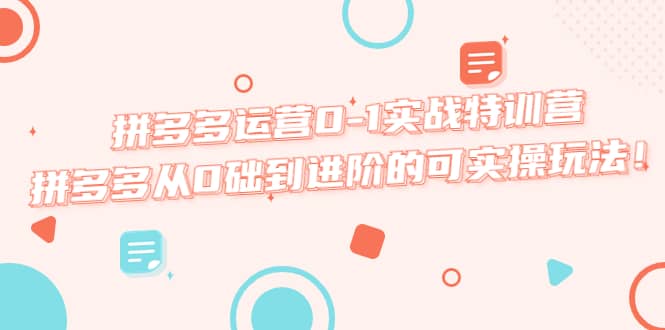 拼多多运营0-1实战特训营，拼多多从0础到进阶的可实操玩法-爱省资源网