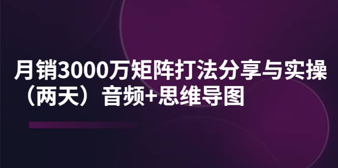 某线下培训：月销3000万矩阵打法分享与实操（两天）音频+思维导图-爱省资源网