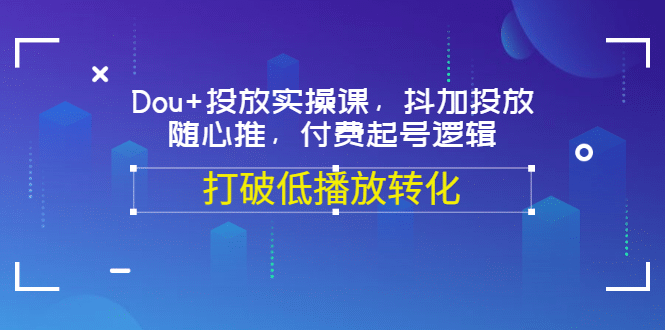 Dou+投放实操课，抖加投放，随心推，付费起号逻辑，打破低播放转化-爱省资源网