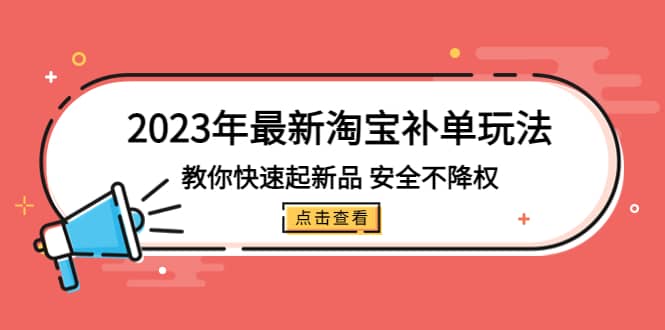2023年最新淘宝补单玩法，教你快速起·新品，安全·不降权（18课时）-爱省资源网