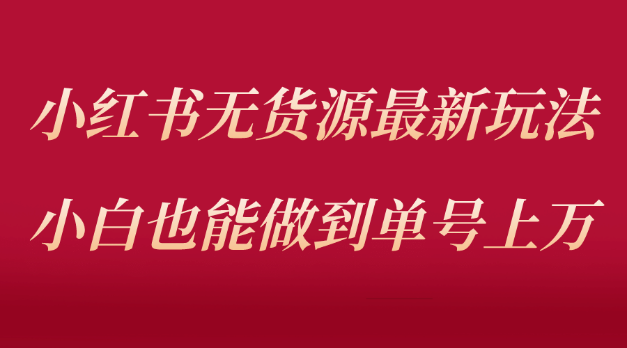 小红书无货源最新螺旋起号玩法，电商小白也能做到单号上万（收费3980）-爱省资源网