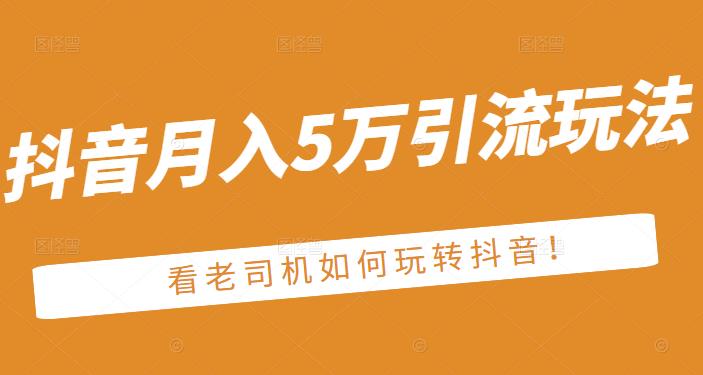 老古董·抖音月入5万引流玩法，看看老司机如何玩转抖音(附赠：抖音另类引流思路)-爱省资源网