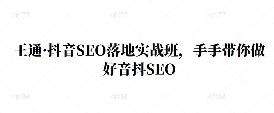 王通·抖音SEO落地实战班，手‬手带你做好音抖‬‬SEO-爱省资源网