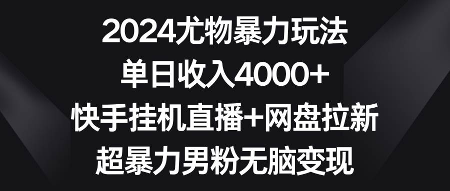 2024尤物暴力玩法 单日收入4000+快手挂机直播+网盘拉新 超暴力男粉无脑变现-爱省资源网
