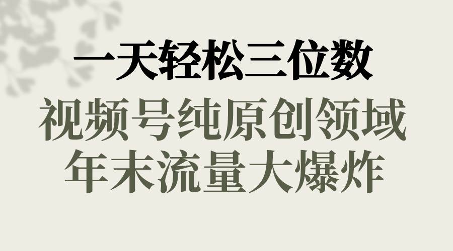 一天轻松三位数，视频号纯原创领域，春节童子送祝福，年末流量大爆炸-爱省资源网