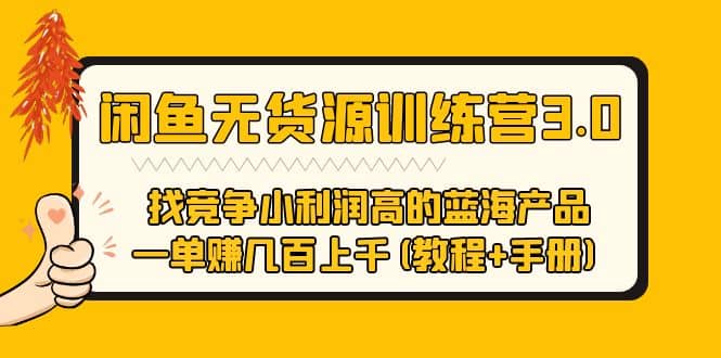 闲鱼无货源训练营3.0 找竞争小利润高的蓝海产品 一单赚几百上千(教程+手册)-爱省资源网