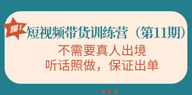 短视频带货训练营（第11期），不需要真人出境，听话照做，保证出单-爱省资源网