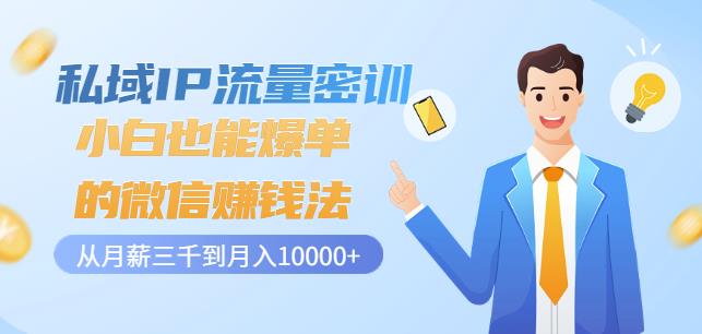 私域IP流量密训：小白也能爆单的微信赚钱法，从月薪三千到月入10000+-爱省资源网