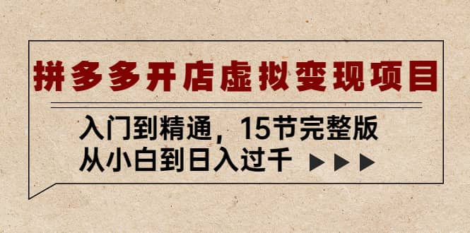 拼多多开店虚拟变现项目：入门到精通（15节完整版）-爱省资源网