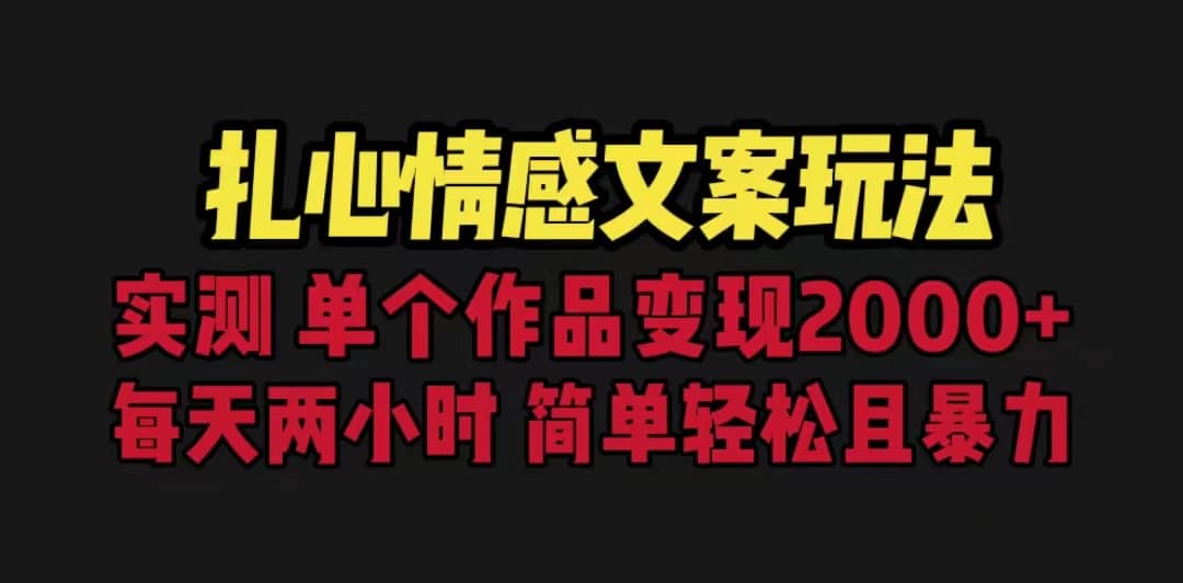 扎心情感文案玩法，单个作品变现5000+，一分钟一条原创作品，流量爆炸-爱省资源网