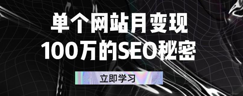 单个网站月变现100万的SEO秘密，百分百做出赚钱站点-爱省资源网