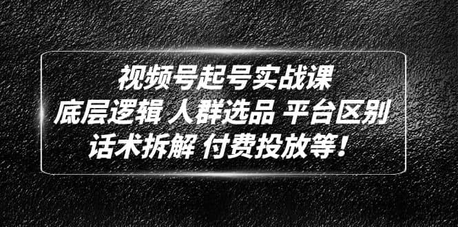 视频号起号实战课：底层逻辑 人群选品 平台区别 话术拆解 付费投放等-爱省资源网