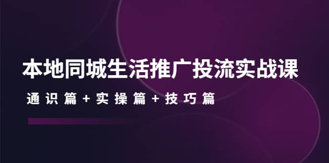 本地同城生活推广投流实战课：通识篇+实操篇+技巧篇-爱省资源网
