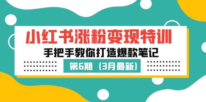小红书涨粉变现特训·第6期，手把手教你打造爆款笔记（3月新课）-爱省资源网