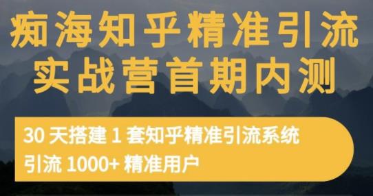 痴海知乎精准引流实战营1-2期，30天搭建1套知乎精准引流系统，引流1000+精准用户-爱省资源网