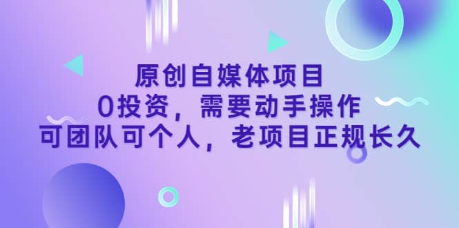 原创自媒体项目，0投资，需要动手操作，可团队可个人，老项目正规长久-爱省资源网
