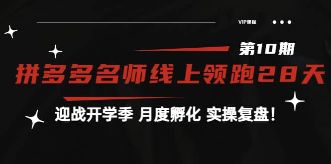 《拼多多名师线上领跑28天-第10期》迎战开学季 月度孵化 实操复盘！-爱省资源网