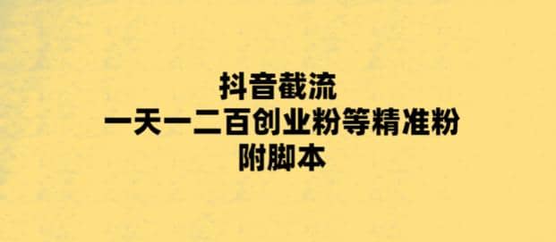 最新抖音截流玩法，一天轻松引流一二百创业精准粉-爱省资源网
