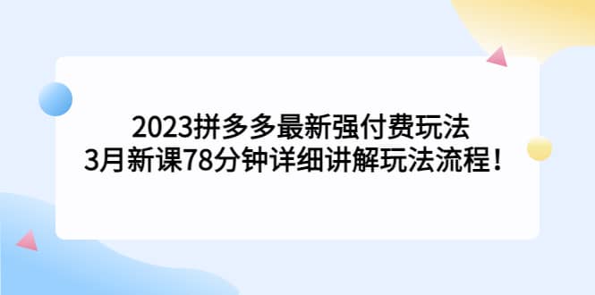 2023拼多多最新强付费玩法，3月新课78分钟详细讲解玩法流程-爱省资源网