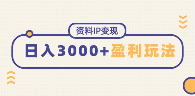 资料IP变现，持续性盈利玩法-爱省资源网