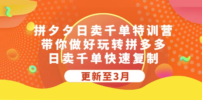 拼夕夕日卖千单特训营，带你做好玩转拼多多，日卖千单快速复制 (更新至3月)-爱省资源网