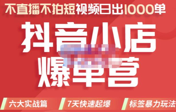 2022年抖音小店爆单营，不直播、不拍短视频、日出1000单，暴力玩法-爱省资源网