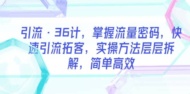引流·36计，掌握流量密码，快速引流拓客，实操方法层层拆解，简单高效-爱省资源网
