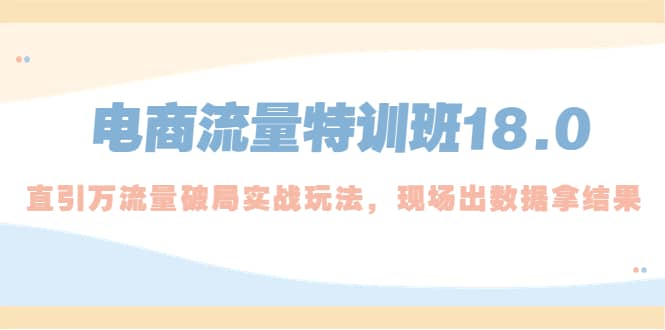 电商流量特训班18.0，直引万流量破局实操玩法，现场出数据拿结果-爱省资源网