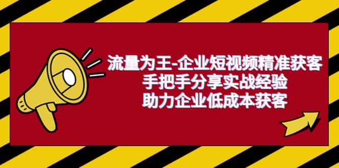 流量为王-企业 短视频精准获客，手把手分享实战经验，助力企业低成本获客-爱省资源网