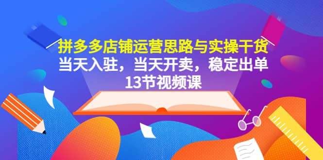 拼多多店铺运营思路与实操干货，当天入驻，当天开卖，稳定出单（13节课）-爱省资源网