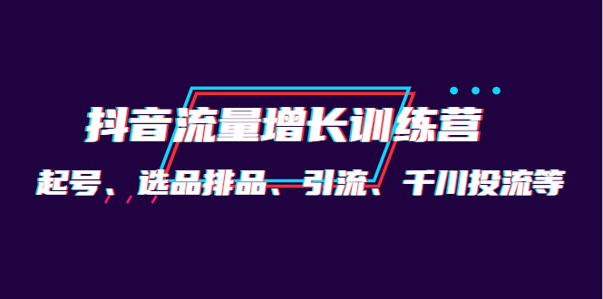 月销1.6亿实操团队·抖音流量增长训练营：起号、选品排品、引流 千川投流等-爱省资源网