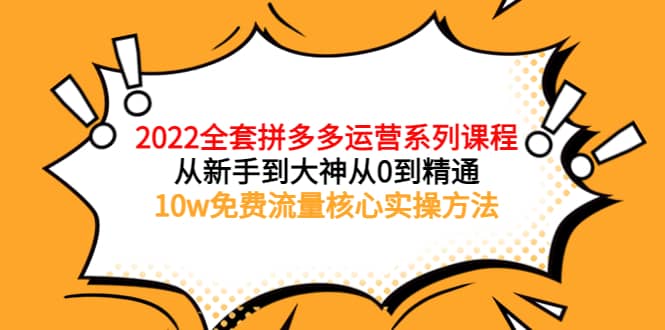 2022全套拼多多运营课程，从新手到大神从0到精通，10w免费流量核心实操方法-爱省资源网