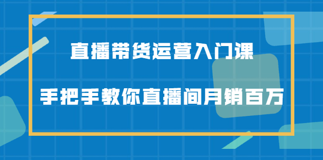 直播带货运营入门课，手把手教你直播间月销百万-爱省资源网