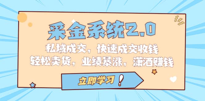 采金 系统2.0，私域成交，快速成交收钱，轻松卖货，业绩暴涨，潇洒赚钱-爱省资源网