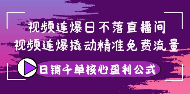 视频连爆日不落直播间，视频连爆撬动精准免费流量，日销千单核心盈利公式-爱省资源网
