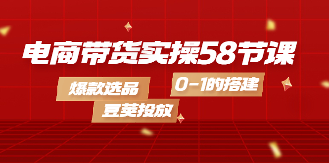 电商带货实操58节课，爆款选品，豆荚投放，0-1的搭建-爱省资源网