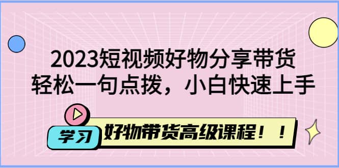 2023短视频好物分享带货，好物带货高级课程，轻松一句点拨，小白快速上手-爱省资源网