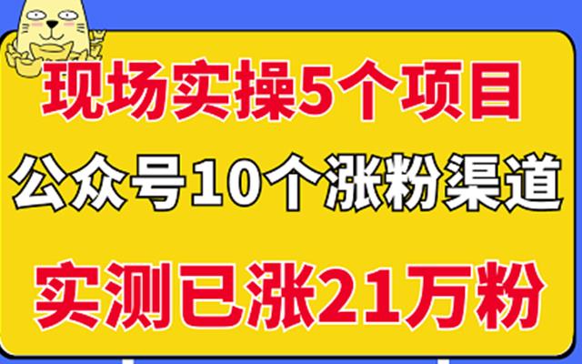 现场实操5个公众号项目，10个涨粉渠道，实测已涨21万粉！-爱省资源网