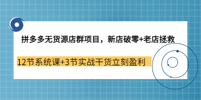 拼多多无货源店群项目，新店破零+老店拯救 12节系统课+3节实战干货立刻盈利-爱省资源网