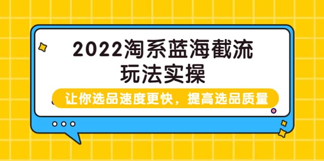 2022淘系蓝海截流玩法实操：让你选品速度更快，提高选品质量（价值599）-爱省资源网
