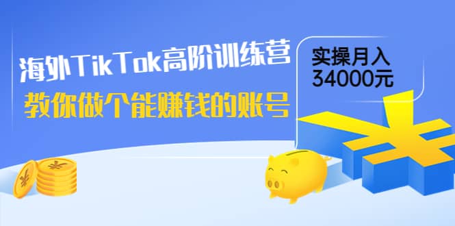 海外TikTok高阶训练营：教你做个能赚钱的账号，实操月入34000元！-爱省资源网
