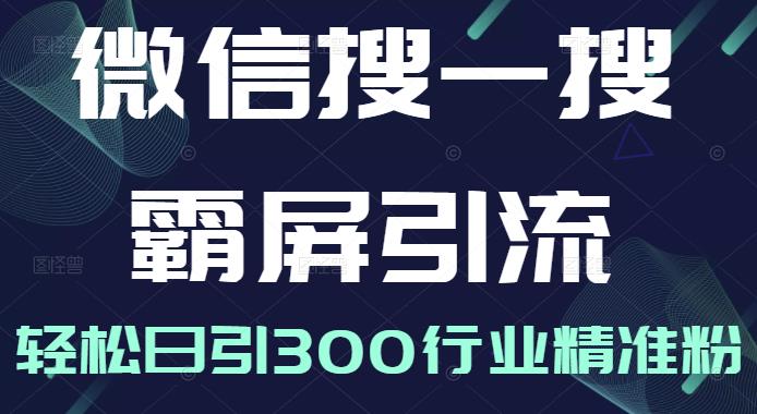 微信搜一搜霸屏引流课，打造被动精准引流系统，轻松日引300行业精准粉【无水印】-爱省资源网
