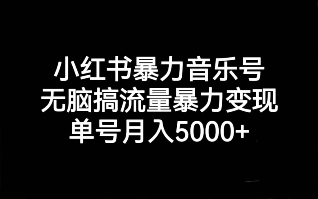 小红书暴力音乐号，无脑搞流量暴力变现，单号月入5000+-爱省资源网