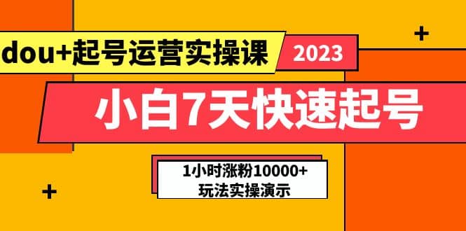 小白7天快速起号：dou+起号运营实操课，实战1小时涨粉10000+玩法演示-爱省资源网