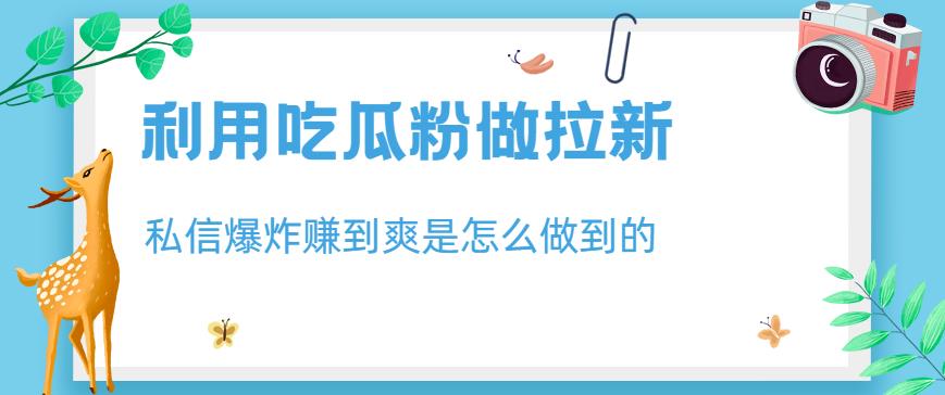 利用吃瓜粉做拉新，私信爆炸日入1000+赚到爽是怎么做到的【揭秘】-爱省资源网