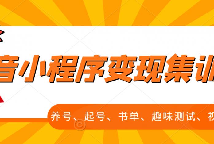 抖音小程序变现集训课，养号、起号、书单、趣味测试、视频剪辑，全套流程-爱省资源网
